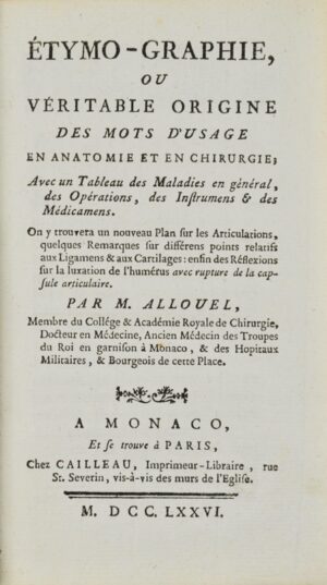 ALLOUEL. Etymo-Graphie - Bonnefoi Livres Anciens