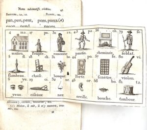 Bénard (M.-A.-P., Institutrice). Jeu de famille, composé de dix cartons contenant cent quatre-vingts figures enluminées.