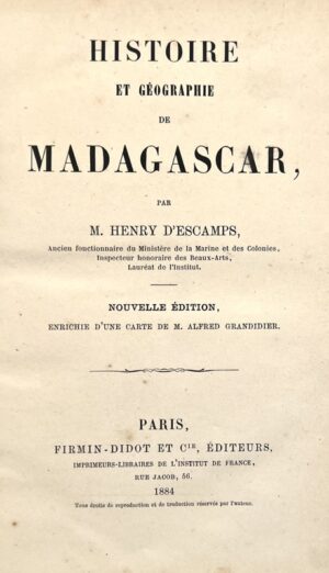 DESCAMPS (Henri). Histoire et géographie de Madagascar.