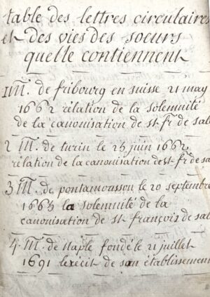 [Franche-Comté. Ordre de la Visitation de Sainte-Marie. Monastère de Gray]. Lettres circulaires et Vies des Soeurs de l'Institut. Tome quatrième. Ce livre est du Monastère de la Visitation Sainte Marie de Gray relié en l'année 1788.