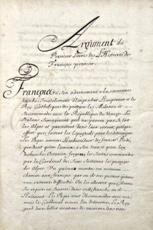 [VARILLAS (Antoine). Histoire de François I. Manuscrit].