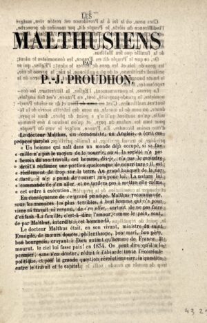 PROUDHON (Pierre-Joseph). Les Malthusiens.