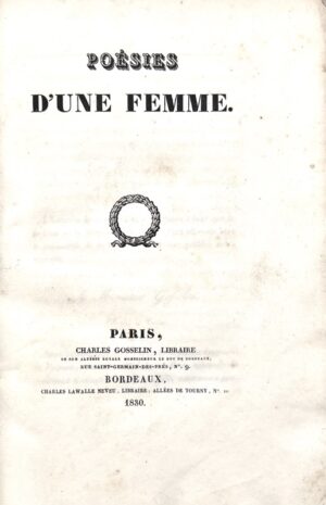 [JANVIER (Adèle)]. Poésies d'une femme.
