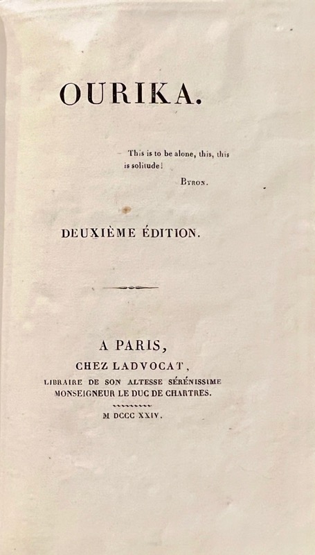 DURAS (Claire Lechat de Kersaint, duchesse de). Ourika. Deuxième édition.