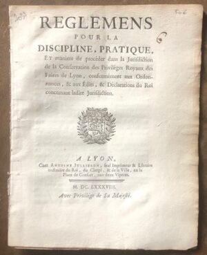 Reglemens pour la discipline - Bonnefoi Livres Anciens