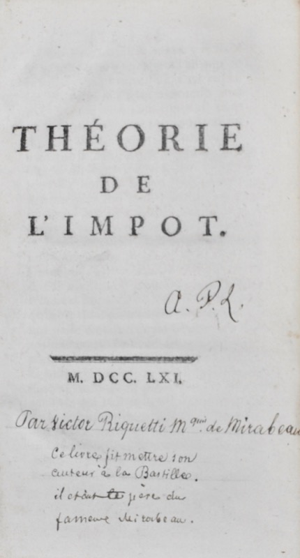 MIRABEAU (Victor Riquetti, marquis de). Théorie de l'Impôt. – Image 2