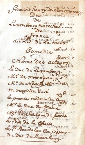 François-Henri de Montmorency duc de Luxembourg maréchal de France au lit de la... - Bonnefoi Livres Anciens