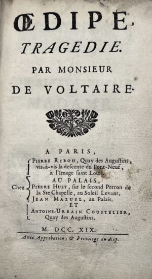 VOLTAIRE (François-Marie Arouet de). Oedipe, Tragédie. Par Monsieur de Voltaire.