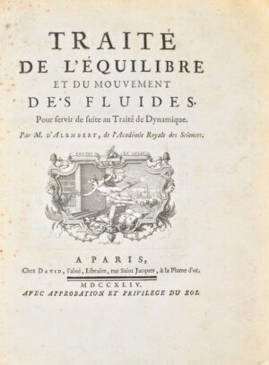 ALEMBERT (Jean Le Rond d&rsquo;). Traité de l&rsquo;équilibre et du mouvement... - Bonnefoi Livres Anciens