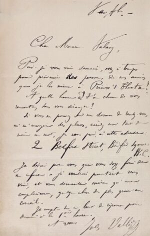 VALLES (Jules). Lettre autographe signée. - Bonnefoi Livres Anciens