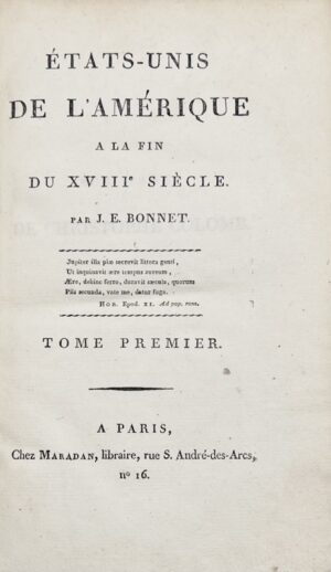 [BONNET DE FREJUS (Jean Esprit)]. Etats-Unis de l'Amérique à la fin du XVIIIe siècle.