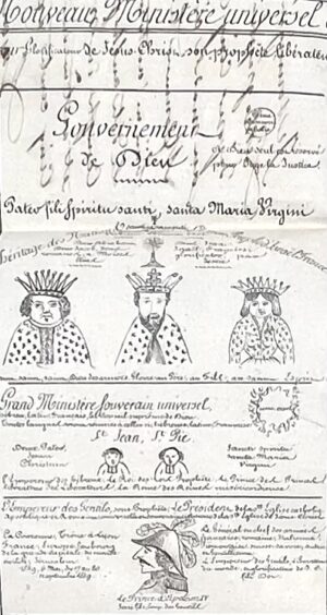 [Lyon. Fou littéraire]. Grand Gouvernement universel du Monde entier, de verbum dei. République universelle. Signé Robertos.