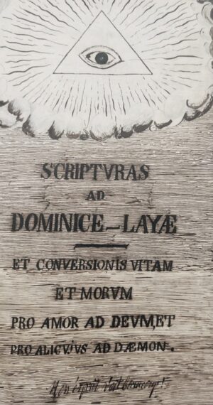 Laye (Dominique). [Fou littéraire gascon. Manuscrit]. Biographie de Dominique Laye et ses pensées, augmenté d’un grand Nombre de proverbes. Inchotus, 25 October MVDDDLVIII.