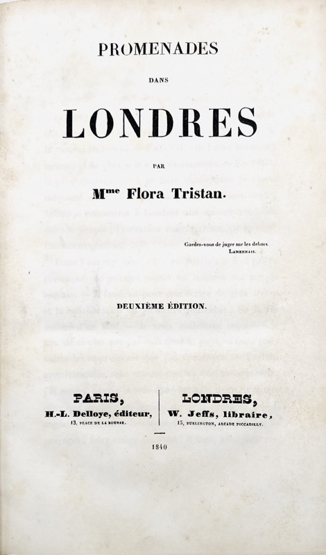 TRISTAN (Flora). Promenades dans Londres par Mme Flora Tristan. – Image 2