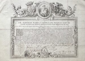 [LILLE. DUSART D'ESCARNE (Auguste-François-Joseph-Marie)]. Lettre d'affiliation à l'Ordre Hospitalier de Saint Jean de Dieu.