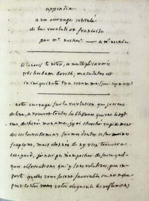 PALYS (Antoine-Joseph de). Appendice à un ouvrage intitulé De la Révolution... - Bonnefoi Livres Anciens