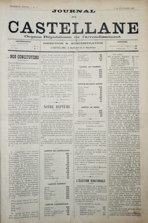 Journal de Castellane. Organe républicain de l'arrondissement.