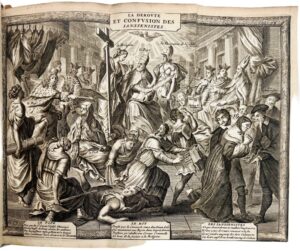 [LE MAISTRE DE SACY (Isaac-Louis)]. Les Enluminures du fameux almanach des PP. Jésuites, intitulé, la Déroute et la confusion des Jansénistes ou Triomphe de Molina, jésuite, sur S. Augustin. BARBIER D'AUCOUR (Jean). Onguant ["sic"] pour la brûlure, ou le Secret d'empescher les jésuites de brûler les livres.