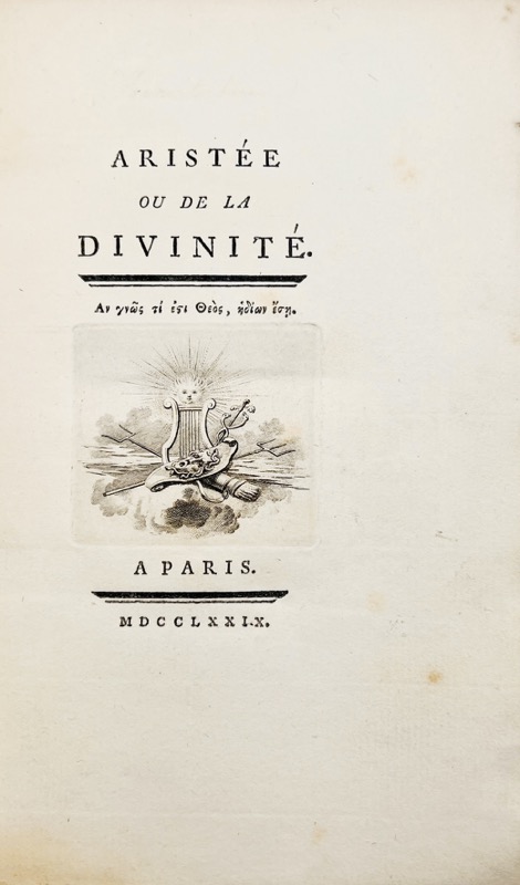 HEMSTERHUIS (François). Aristée ou de la divinité.