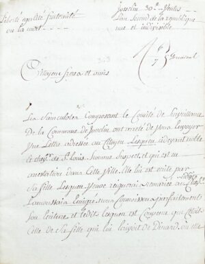 [Bretagne - Émigration sous la Révolution]. Anciens émigrés bretons sous la surveillance de la police.