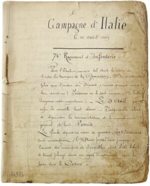 HIEST (Frédéric). Manuscrit]. Campagne d'Italie, le 22 avril 1859. 74e régiment d'Infanterie.