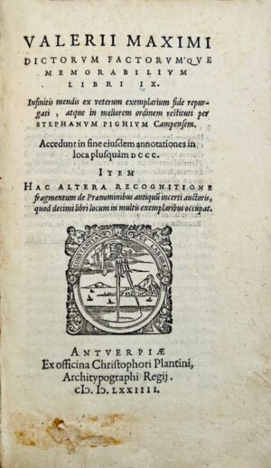 VALÈRE MAXIME. Dictorum factorumque memorabilium libri IX.