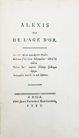 HEMSTERHUIS (François). Alexis, ou de l’Âge d’or.