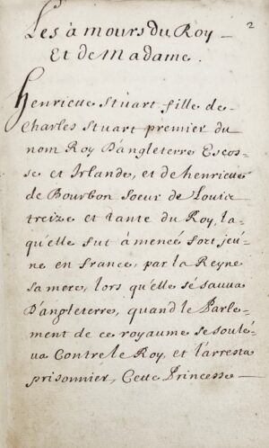 [BUSSY-RABUTIN. Manuscrit]. Histoire des àmours du Roy et de Madame Ensemble de ses amours avec Mademoiselle de La Vallière Aussy de ses amours avec Mademoiselle Manchiny histoire des àmours de Madame et du comte Deguiche. Les amours du marquis Dehardes et de la comtesse de Soissons et de leurs portraictz.