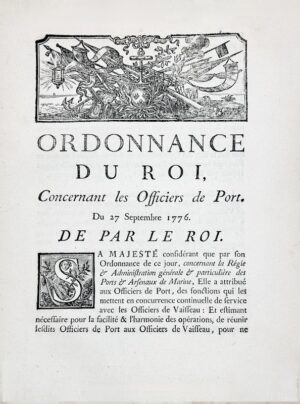 Marine Royale. Ordonnance du roi, concernant les Officier de Port. Du 27 septembre 1776.