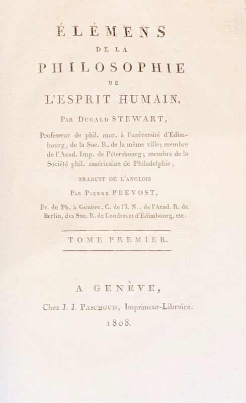 STEWART (Dugald). Elémens de la Philosophie de l'esprit humain. – Image 2