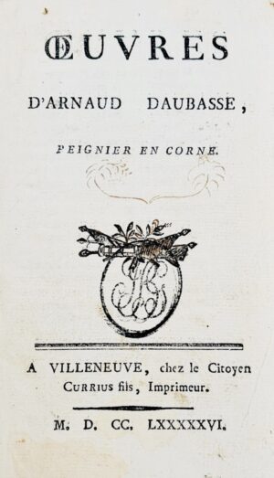 [Villeneuve-sur-Lot]. Oeuvres d'Arnaud Daubasse, peignier en corne.