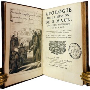 Ruinart (Thierry). Apologie de la Mission de S. Maur, Apostre des Bénédictins en France. Avec une addition touchant saint Placide, premier martyr de l'Ordre de S. Benoist.