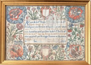 [Lyon]. Charte de mariage de Jacquette Alexandre Donné à lyon par moy...